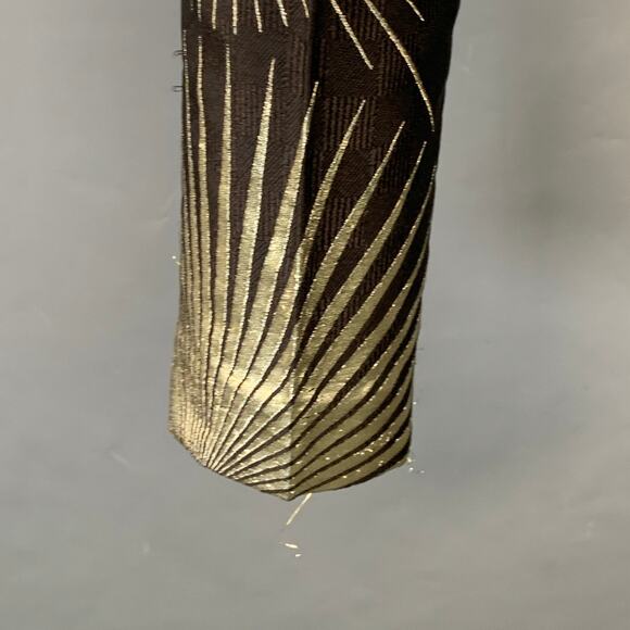 Size 32 Black Gold Jacquard Silk Blend Sunburst Cropped Casual Pants - Picture 6 of 13